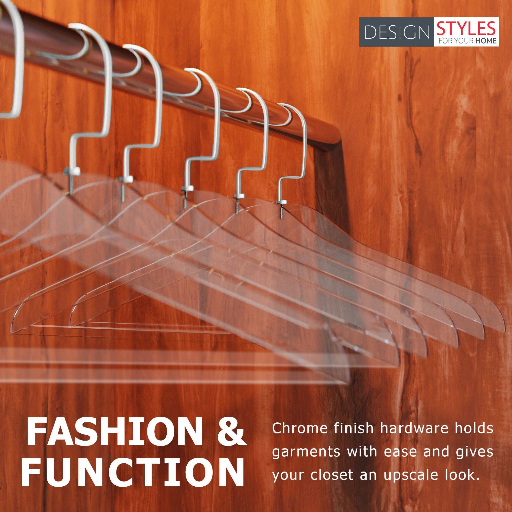 DesignStyles Home - Wholesale Kleerhangers - DesignStyles Home transparante acryl kledinghangers met zilverkleurige haak en broekstang - set van 101