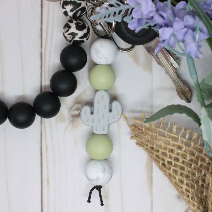Cactus Silicone Beaded Keychain for wholesale by Kaysticks.co