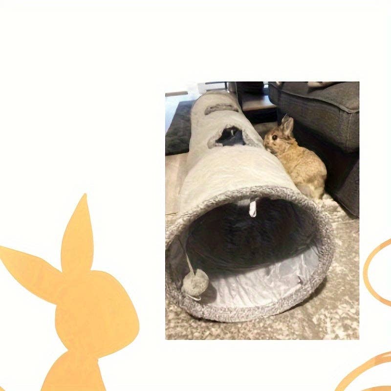 M-Gris 25*120CM [Tunnel interactif pour chat] Tunnel pliable double face pour chat - Tente durable pour chat d'intérieur pour s'amuser à cache-cache, tube de jeu pour divertissement animal. en vente sur Faire2