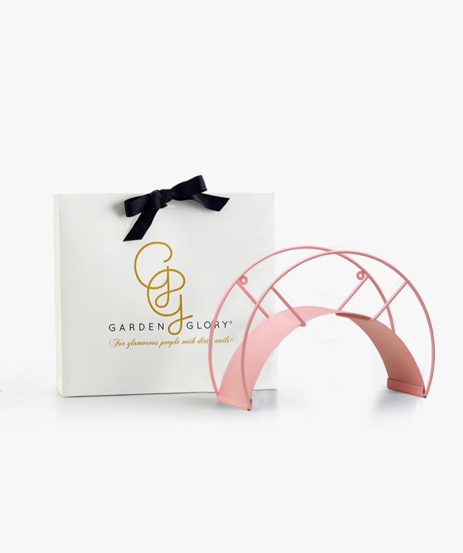 Roze Blooming Blossom-slangenset met zachtroze tuinslang, houder en sproeikop voor groothandel op Faire3