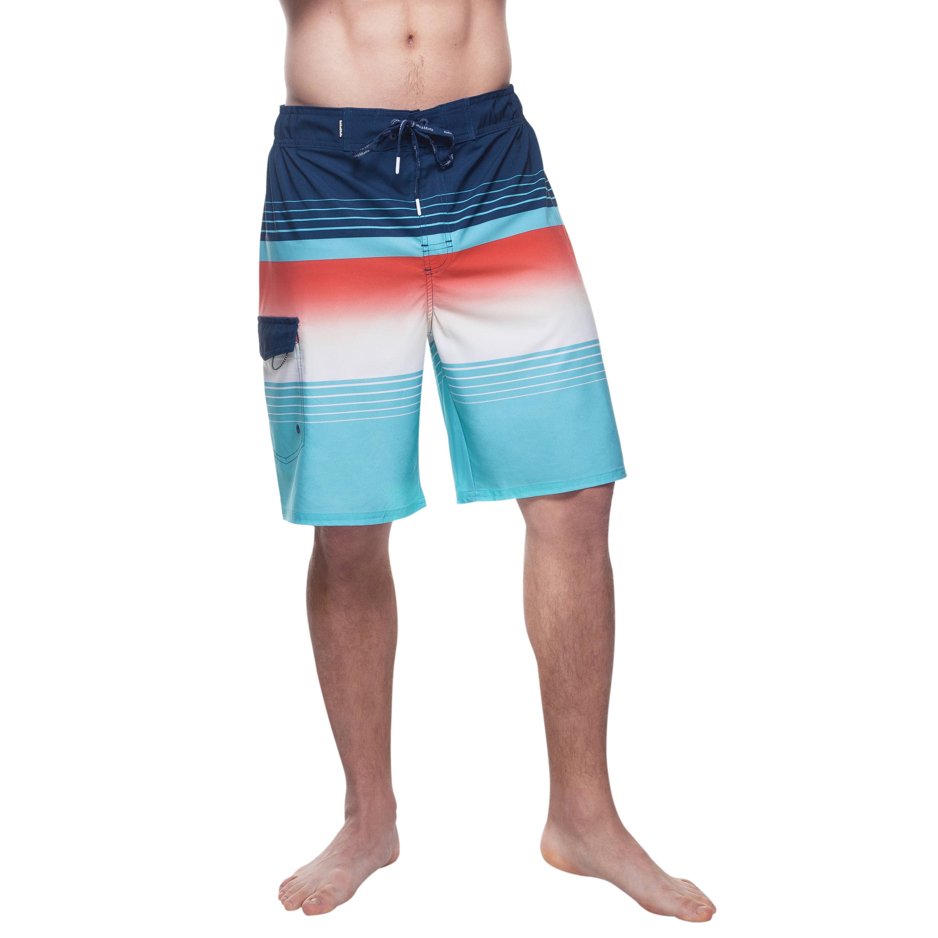 Rokka & Rolla - Wholesale Swim Shorts - Men's - Men's 9" Half Elastic Waist Board Swim Shorts Swimwear16