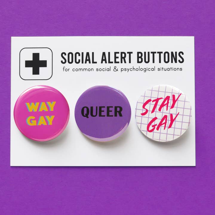 Ensemble de 3 badges WAY GAY l Cadeau gay pour la vente par Word For Word Factory