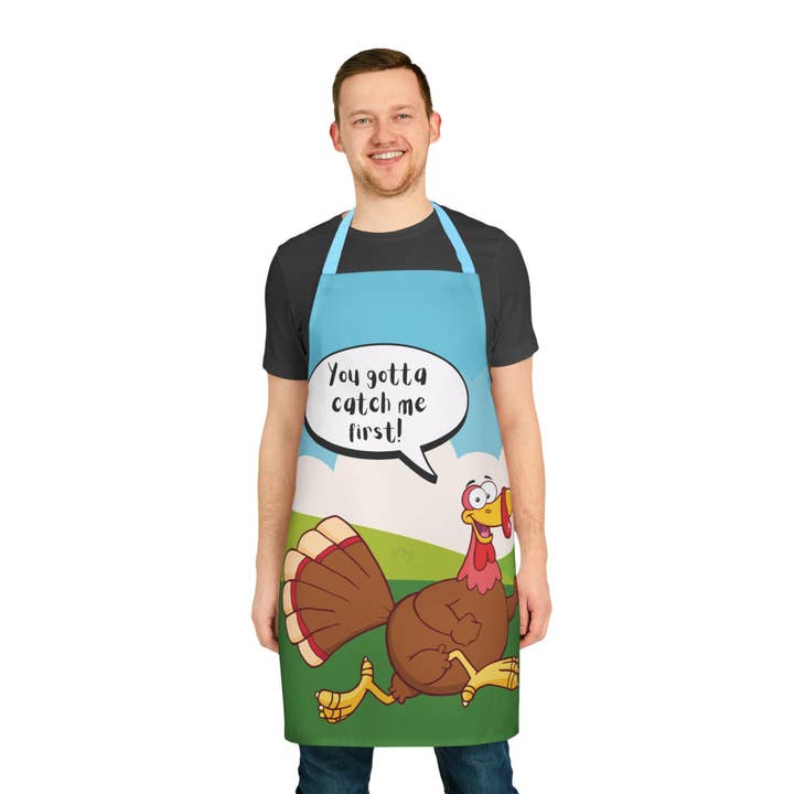 Chasin Turkey Thanksgiving Apron, Funny Holiday Cooking Gift for wholesale by LadyKCreations1