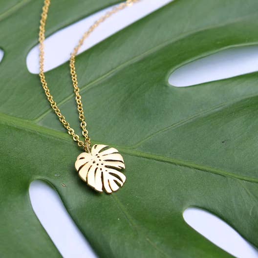 Monstera Necklace for wholesale by Vintage Acorn
