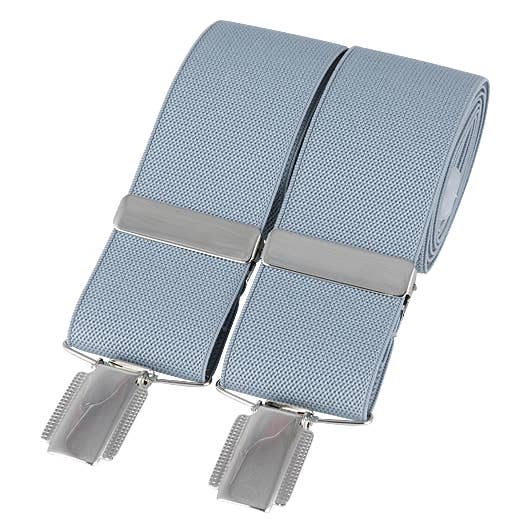 Grijze effen 35 mm zilveren bretels met clip voor wholesale door Dalaco - incorporating David Aster