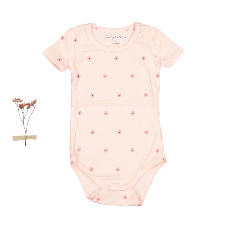 Grenouillère imprimée à manches courtes - Rose pour la vente par Lovely Littles