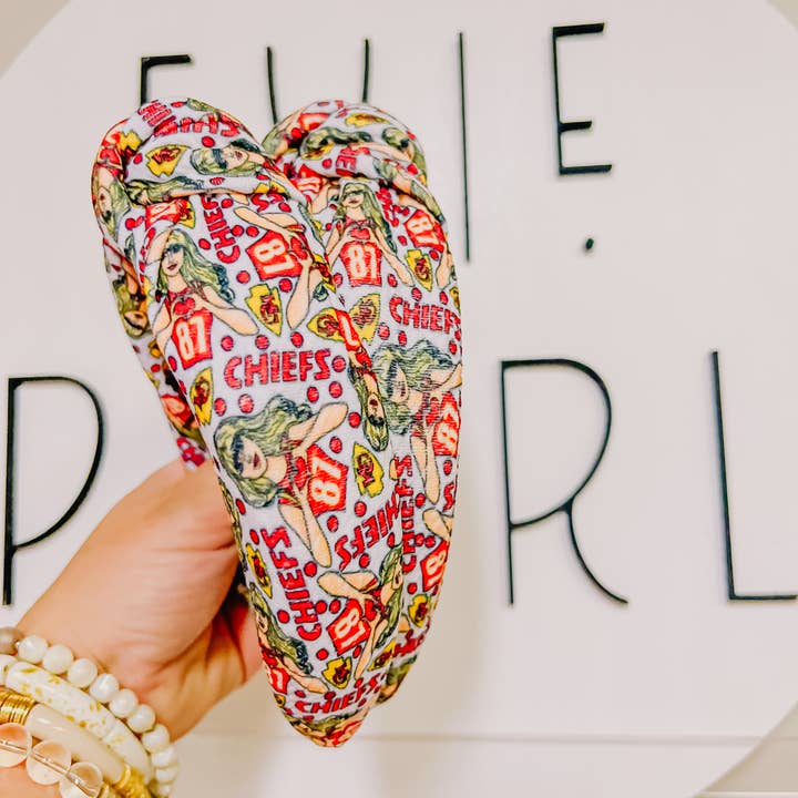 Evie Pearl Handmade LLC - Wholesale Fashion Headband - Women's - Taylor Swift KC Chiefs 87 Travis Kelce Knotted Headband