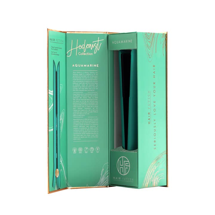 Aquamarine 1.25” Hedonist Luxe Flat Iron | Japanese Tourmaline Plates for wholesale on Faire14