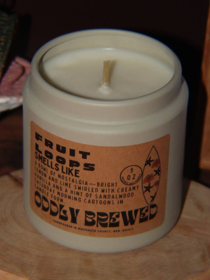 Fruit Loops Soy Candle Tins for wholesale by Oddly Brewed