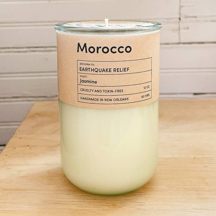 Goods That Matter - Wholesale Jar/filled candle - Morocco Disaster Relief, Jasmine Candle Eco Soy Recycled Jar0
