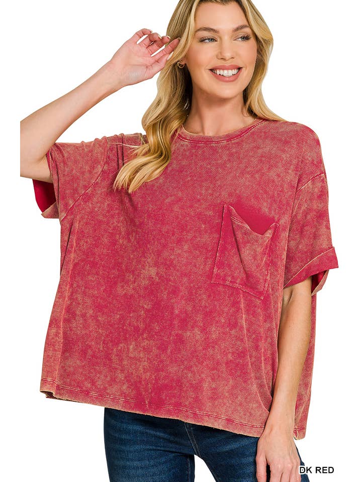 Vanilla Monkey - Vente Haut en maille – femme - Top côtelé à manches courtes et col rond délavé19