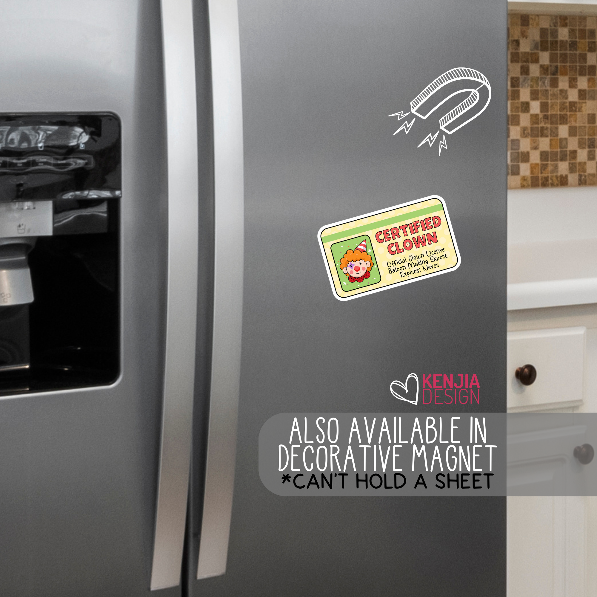 Kenjia Design - Wholesale Sticker - Certified Clown Stickers & Fridge Magnets / Funny License6
