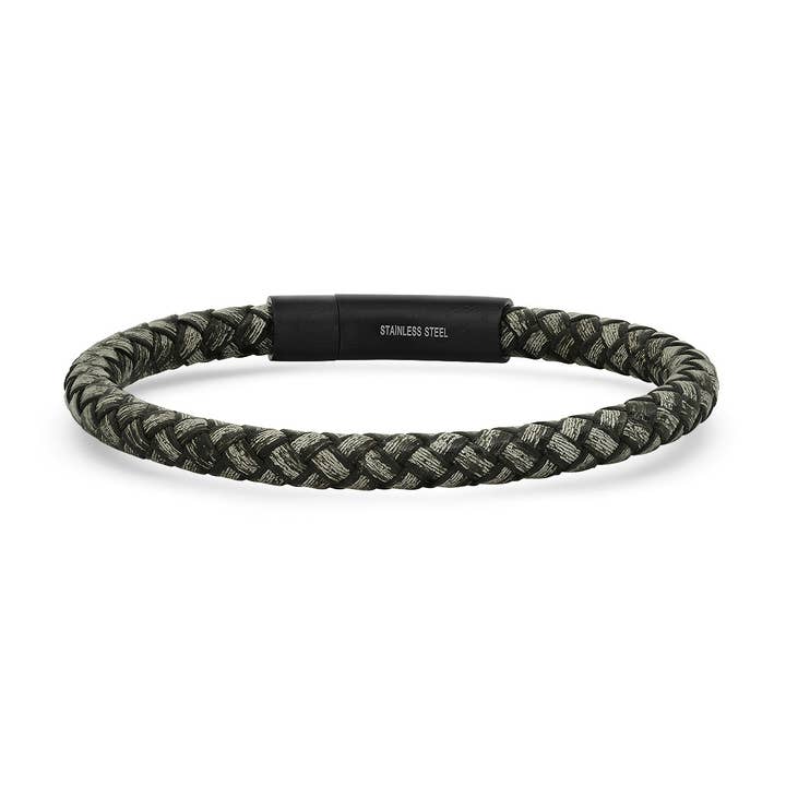 Steeltime Men's Classic Braided Leather Bracelet for wholesale by Steeltime NYC