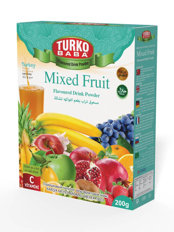 TURKOBABA Professional Mixed Fruit Flavored Instant Drink Powder - 200g for wholesale by Aladdin