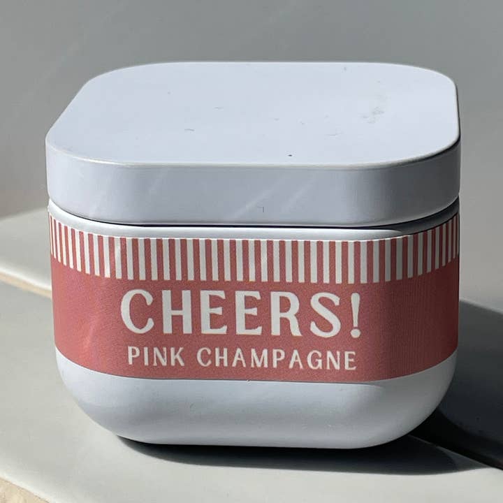 Cheers! (Pink Champagne) - Occasion Mini Tin for wholesale by Glow Candle Co.