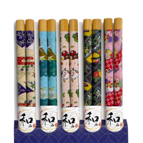 Urban Tokyo - Wholesale Chopsticks - 5 Piece Chopsticks Set Patterns with Gift Box (10/100)