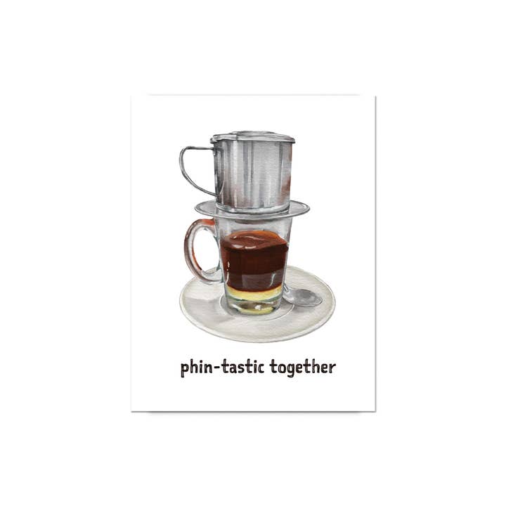Cute Asian Cards - Wholesale Love Card - Phin-Tastic Match | Vietnamese Coffee Lovers Pun Asian Greeting Card2