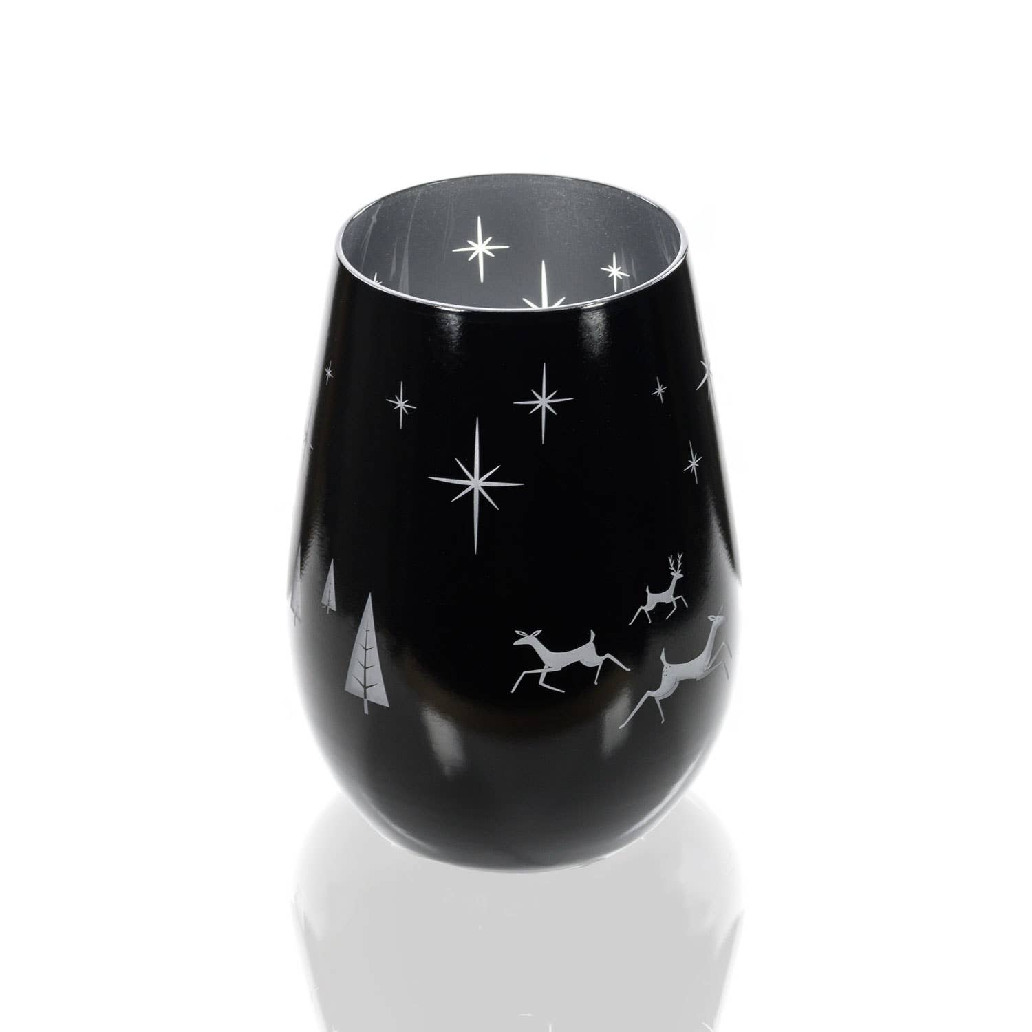 Rolf Glass - Wholesale Cocktail/Liquor Glass - Wonderland Black/SilverTumbler 16.5oz - Christmas - Holiday5
