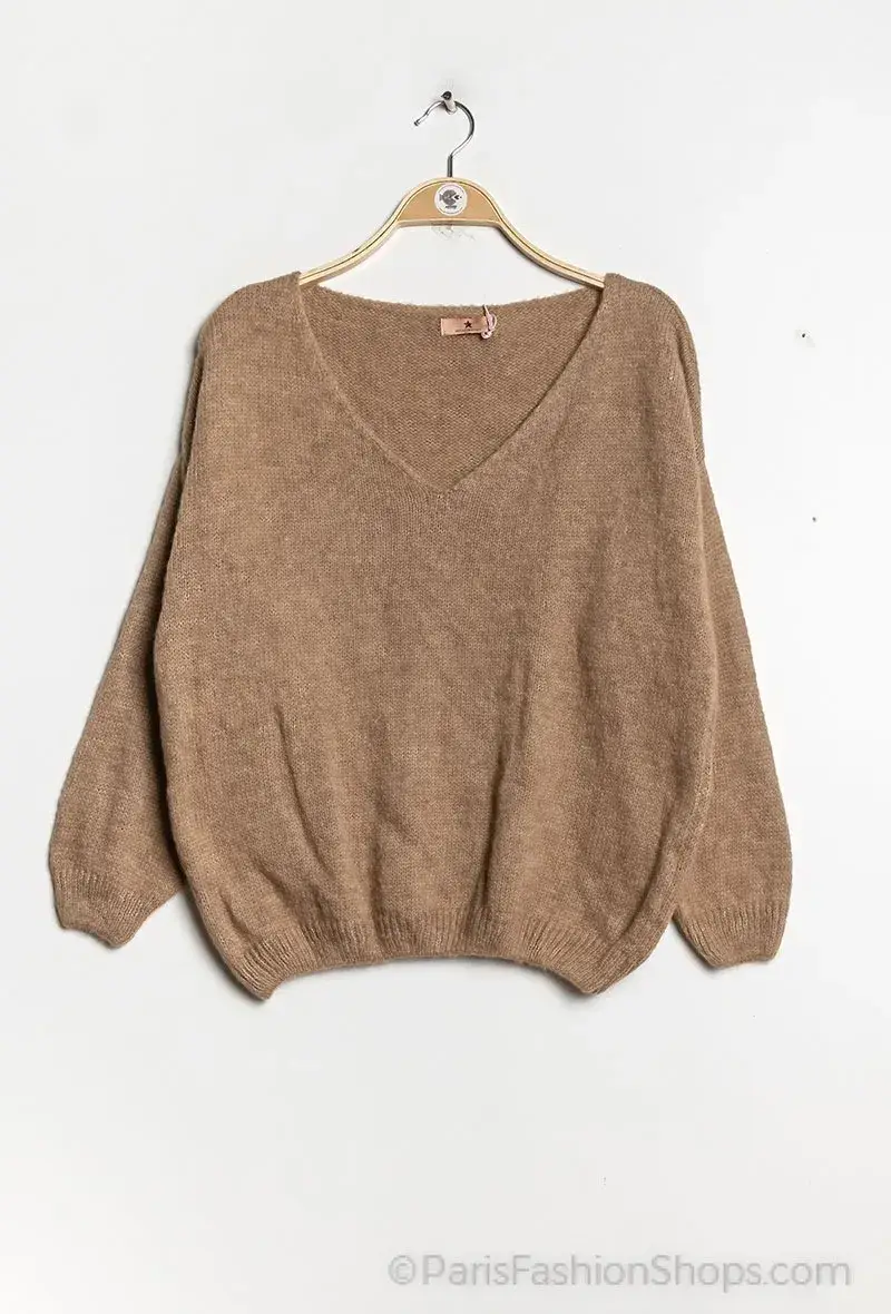 Mimi & Gogo - Vente Pull en maille – femme - Pull uni basique @20127_uni25