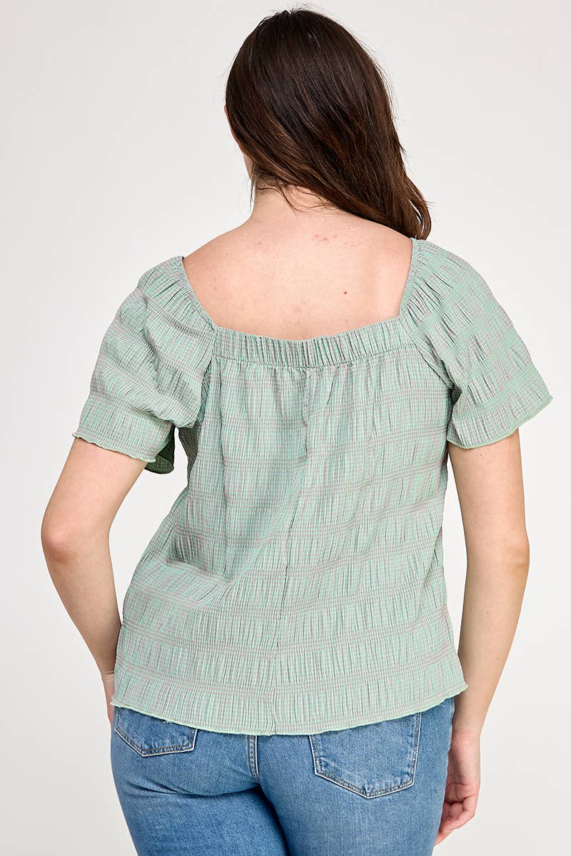 Haute Fox Plus Size & Contemporary - Vente Chemisier – femme - Haut à manches courtes grande taille avec petit nœud - JK18736-T7