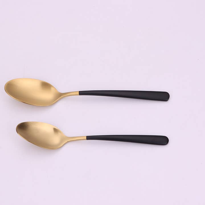 VIVIENCE - Wholesale Flatware Set - Coloblock 20 Pc Flatware Set with Black Handles, Service  45