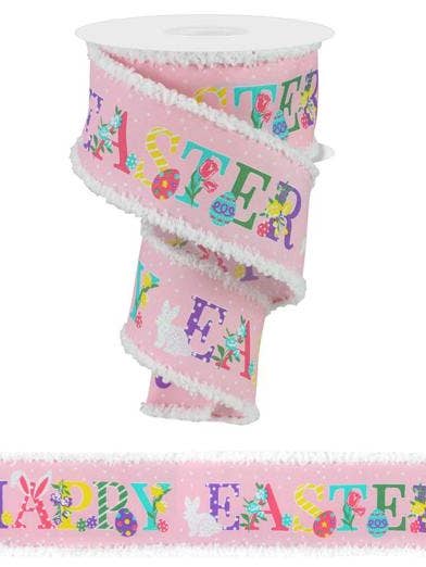 2.5"X10YD GLITTER HAPPY EASTER/DRIFT PALE PINK/YLLW/GRN/LAV (S) for wholesale by Waterman's Loft Inc.