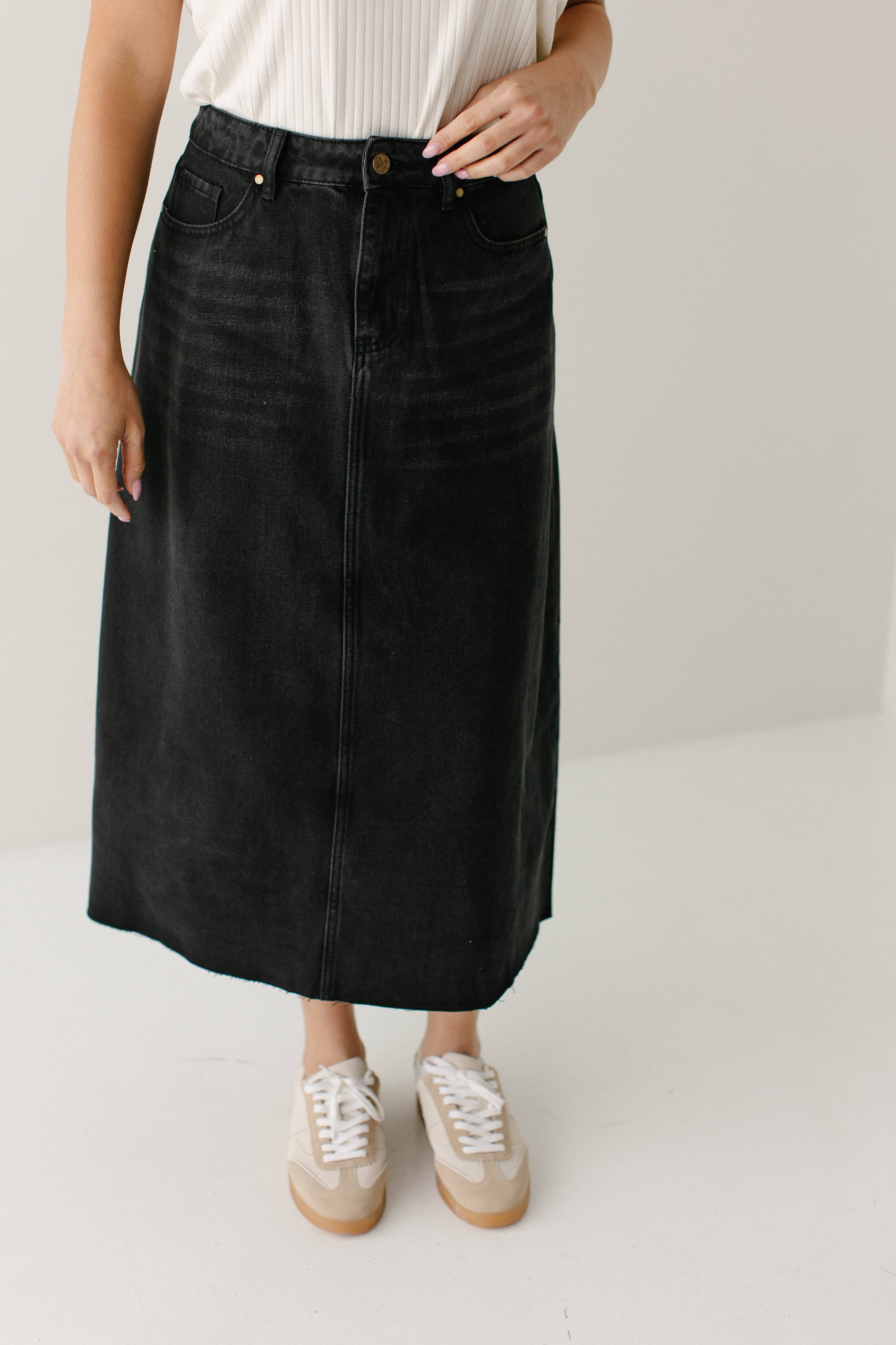 The Main Street Exchange - Wholesale Rok - Dames - 'Brooke' A-lijn denim midirok5