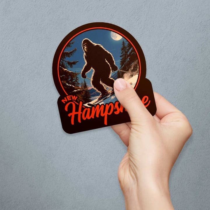 Adesivo in vinile sagomato Bigfoot Sci New Hampshire per la vendita all'ingrosso da parte di RetroPlanet
