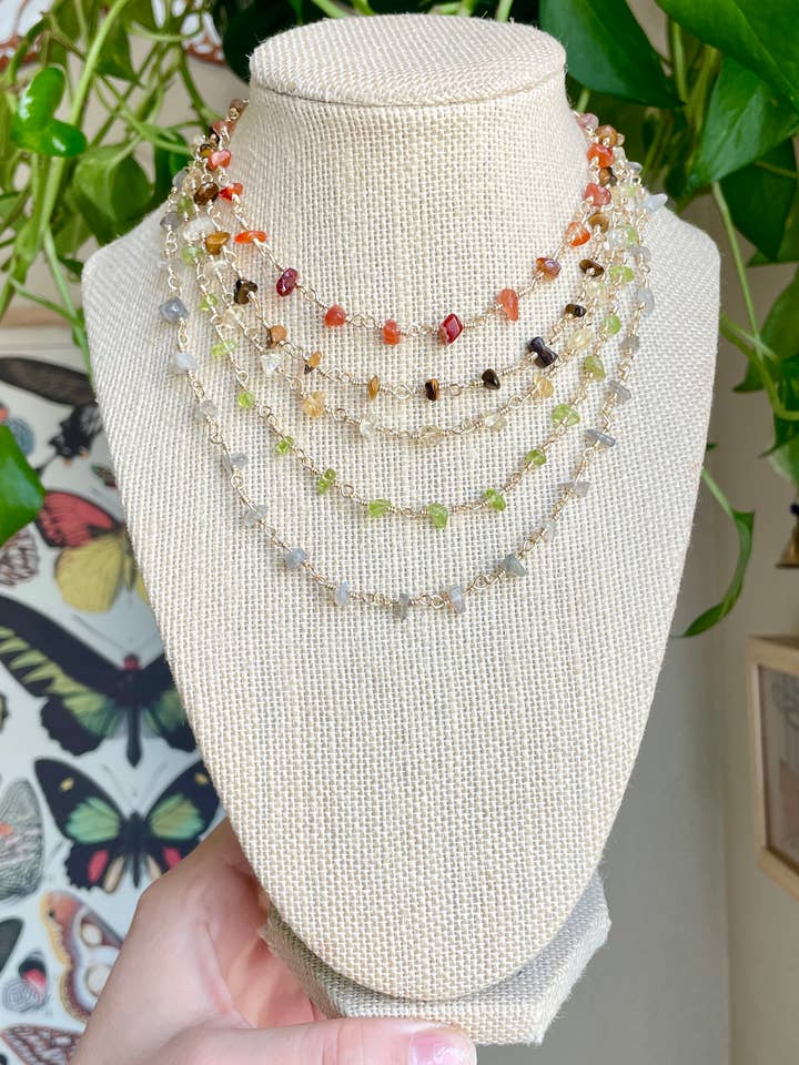 Gold Dainty Crystal Chain Link Chokers for wholesale by Bohindie Silver