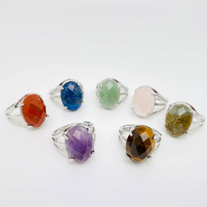 Natural Stone Crystal Ring Opening Adjustable for wholesale by Mio Queena