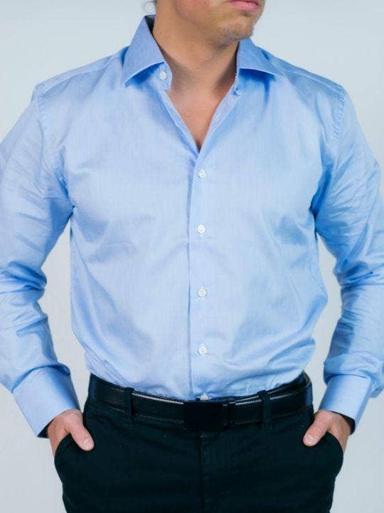 English Threads - Wholesale Button Down Shirt - Men's - Sky Blue Cotton Stretch Shirt - Regular Fit6