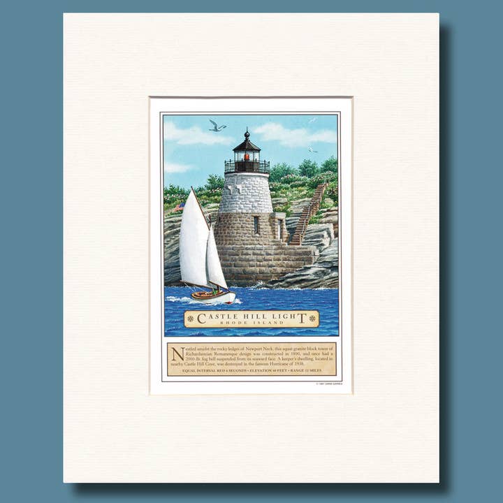Castle Hill Leuchtturm, Newport ~ Mattierter Druck für den Großhandel von Gaines Graphics