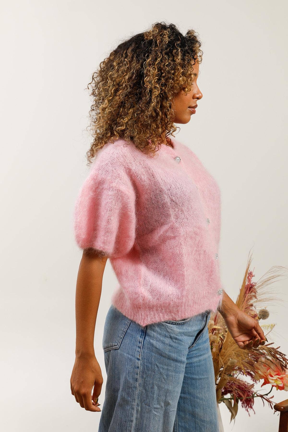 LÉA & LUC – wholesale Kofta - Dam – Mohairkofta med korta ärmar REF. 215796