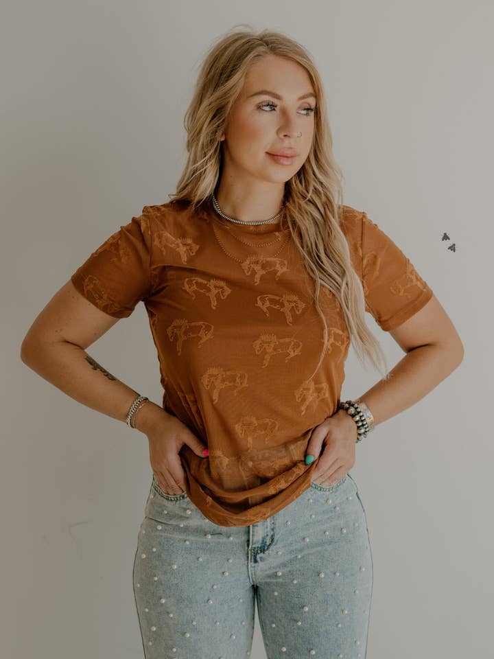 2 Fly Co - Wholesale T-Shirt - Women's - BUCK FIFTY TEE *SADDLE