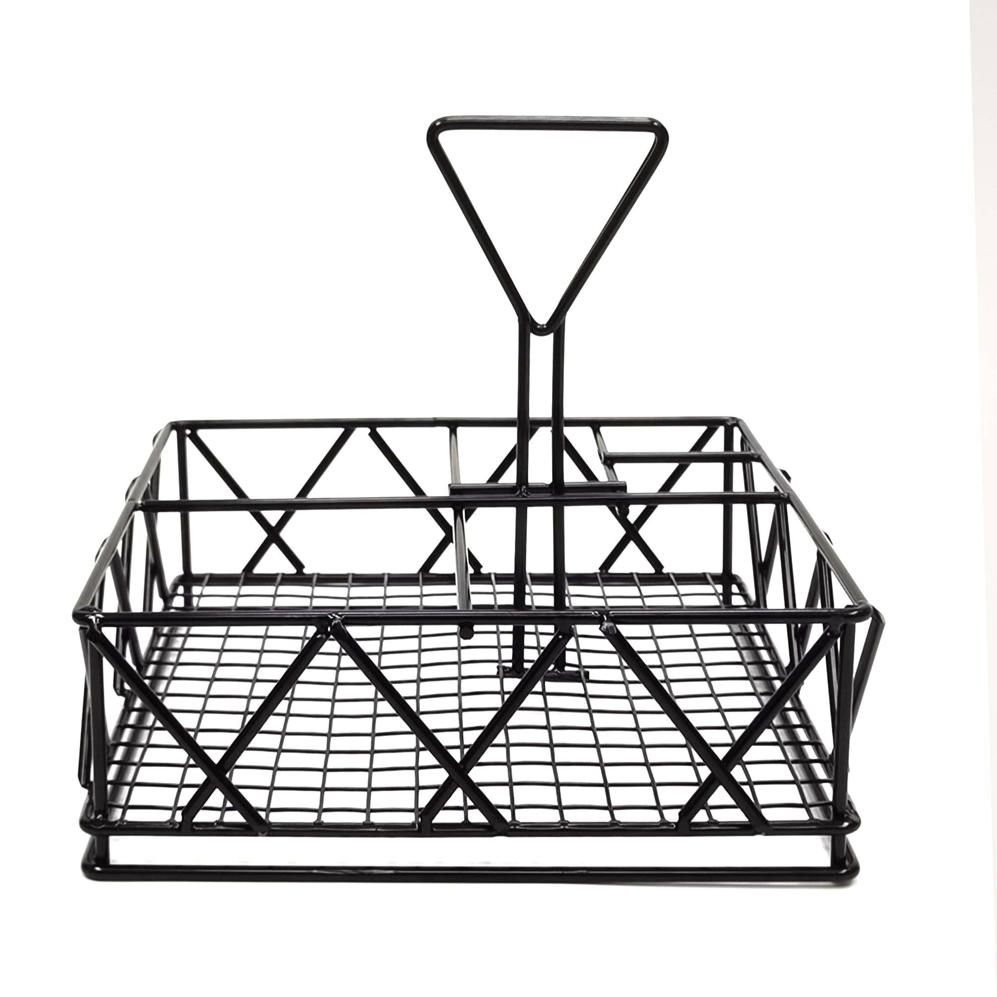 FIXTUREDISPLAYS - Wholesale Sausjes/dipschaal - 8X8X7" Draad Condiment Caddy Tafelblad Zout Peper Ketchup Fles Organizer 1969413