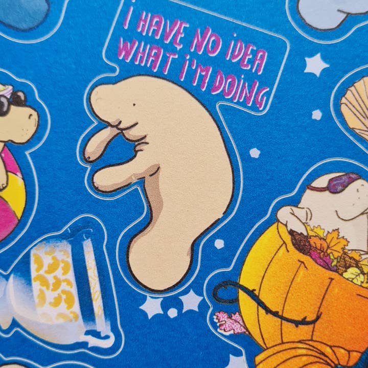 Tostoini - Wholesale Sticker - Manatee Sticker Set A5 sheet 100% cotton1