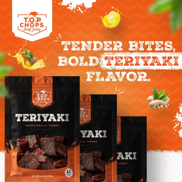 T.O.P. Chops Beef Jerky - Wholesale Jerky - T.O.P. Chops Teriyaki Beef Jerky