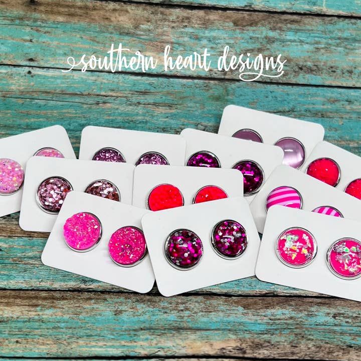 Southern Heart Designs - Wholesale Stud/Post Earrings - Random PinkEarring Mix