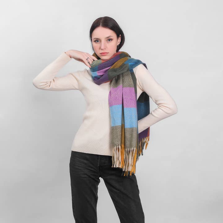 Celtic Ore Crafts - Wholesale Scarf - Women's - IRS-031E Patchwork Scarf Blue 70x180cm2