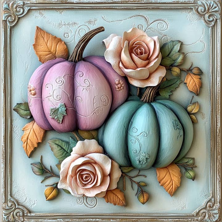 Cartello autunnale Fancy Pastel Pumpkins TTE-045, 25,4 x 25,4 cm per la vendita all'ingrosso da parte di Trendy tree