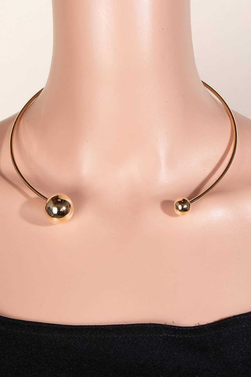 G Double Metallic Ball Ends Wire Choker Necklace for wholesale on Faire3