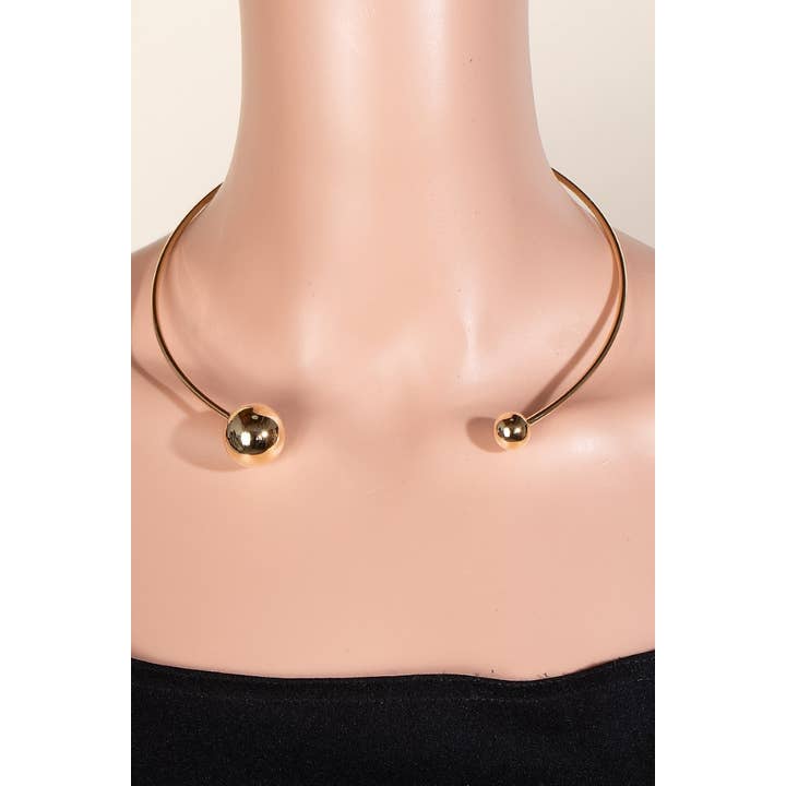 G Double Metallic Ball Ends Wire Choker Necklace for wholesale on Faire3