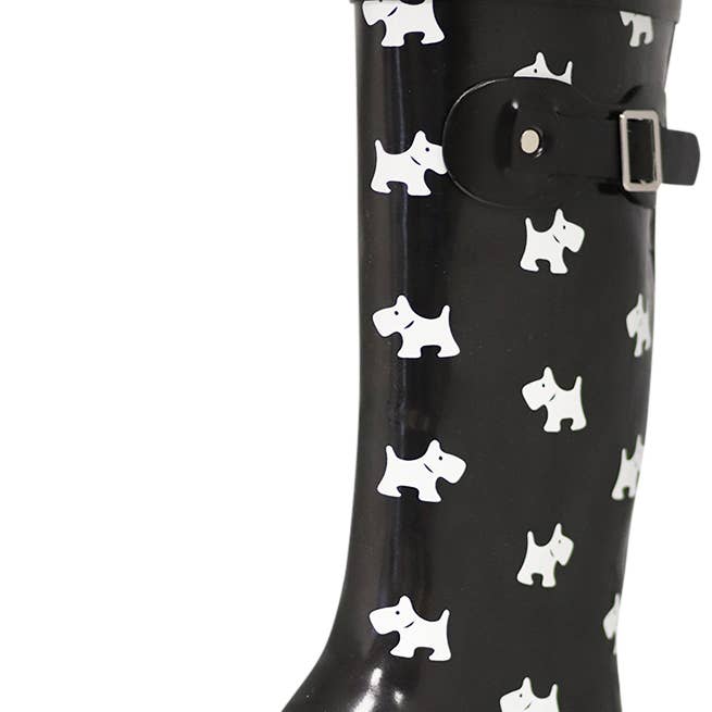 Bottes de pluie mi-mollet pour femmes Norty 28 cm avec motif chiens Scotty pour la vente par Eastern Off Price