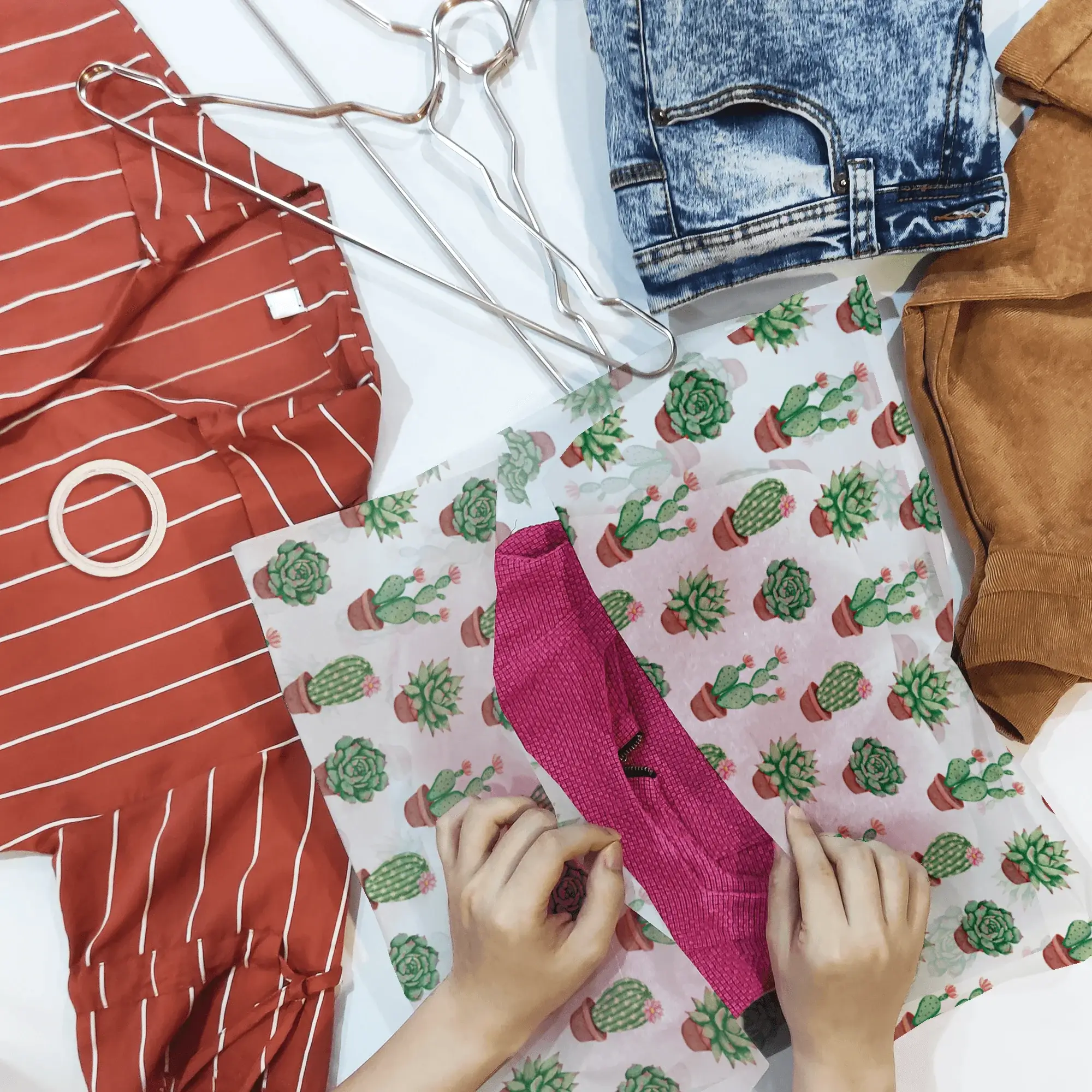 Eleven Fashion – Großhandel Seidenpapier – Bedrucktes Seidenpapier mit Sukkulenten für Geschenktüten6