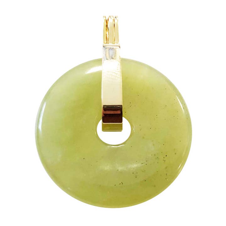 France Mineraux - Vendita all'ingrosso Ciondolo/pendente - Ciondolo in giada verde - PI cinese o ciambella 30 mm