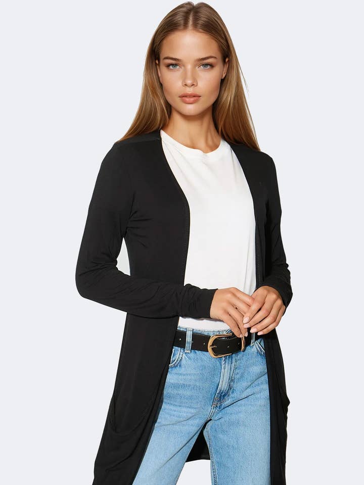 Black Boyfriend Cardigan with Pockets for wholesale by Aftershock London