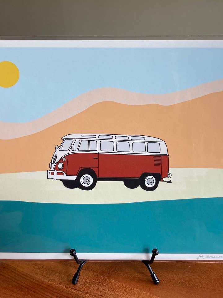 Stampa Artistica Volkswagen nella Natura (20x25 cm) per la vendita all'ingrosso da parte di Jenn L Design