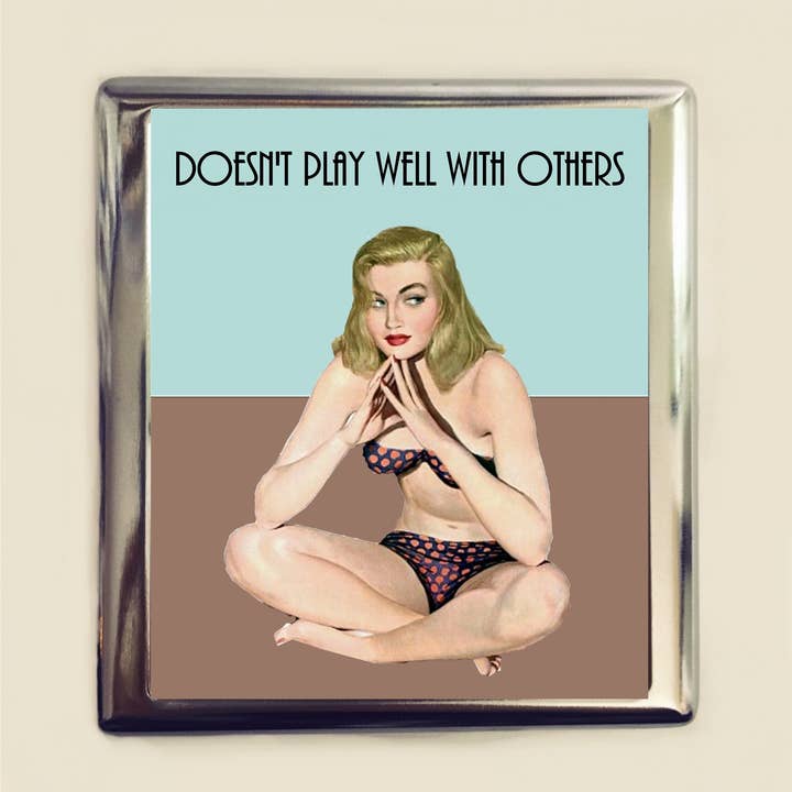 Doesn't Play Well With Others Business Card ID Holder Walle for wholesale by FringePop