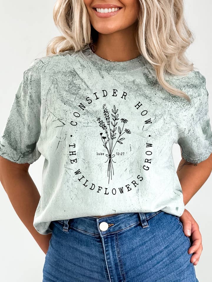 Desert Raine - Wholesale Screen Printed T-Shirt - Women's - Wildflower - Graphic Tee - Shirt Color Blast0