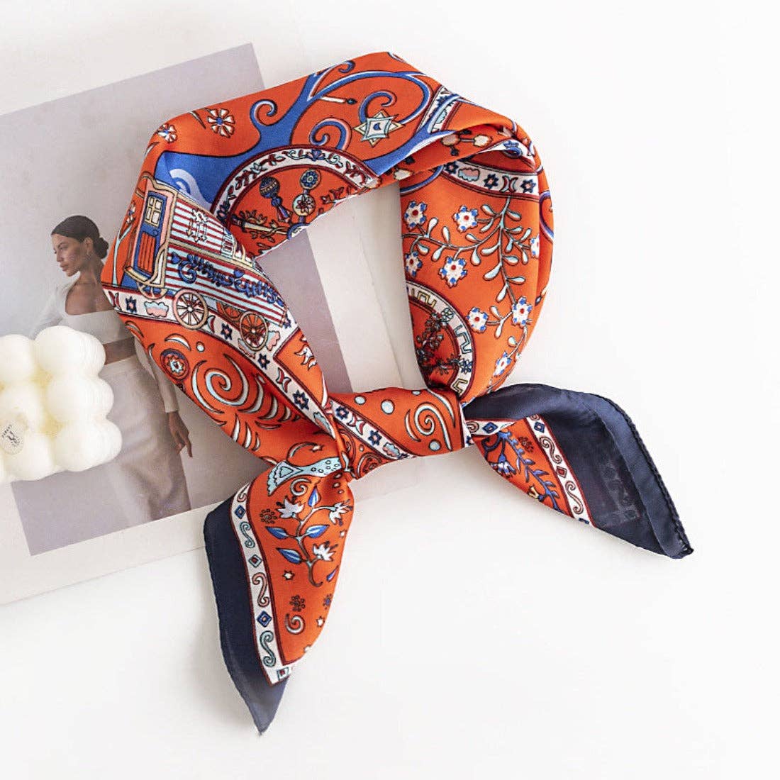 Funkyrel® Atzbranding Limited – wholesale Scarf – Women's – Scarvii - Vintage Pattern Square Scarf2